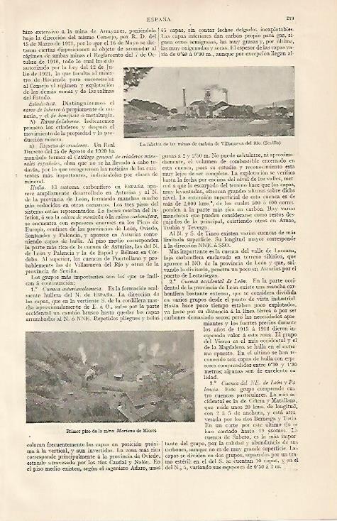 LAMINA ESPASA 10103: Minas de carbon de Villanueva del Rio Sevilla