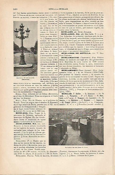 LAMINA ESPASA 11914: Avenida en Barcelona. Burladero de una plaza de toros