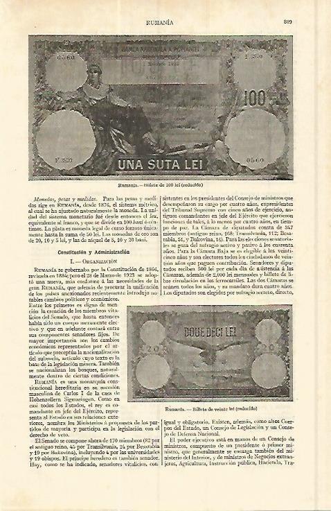 LAMINA ESPASA 17052: Billetes de Rumania