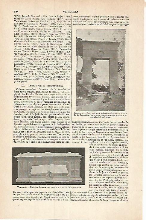 LAMINA ESPASA 17496: Arco de la Independencia en Venezuela