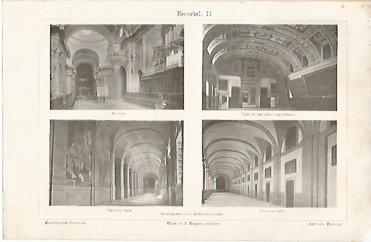 LAMINA ESPASA 18901: Coro Sala y claustros de El Escorial