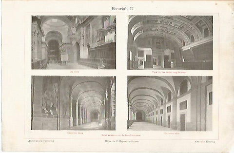 LAMINA ESPASA 18901: Coro Sala y claustros de El Escorial