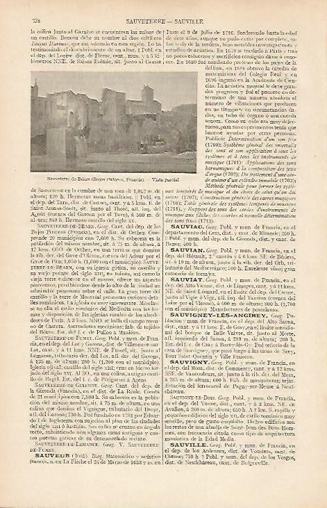 LAMINA ESPASA 19582: Sauverre de Bearn Francia