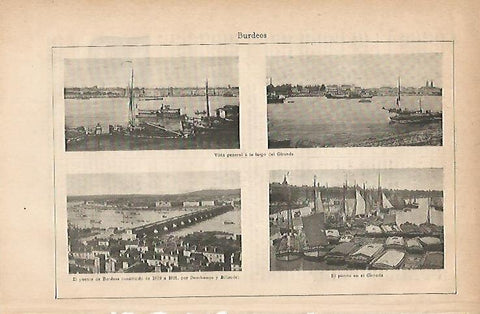 LAMINA ESPASA 11896: Vistas de Burdeos Francia