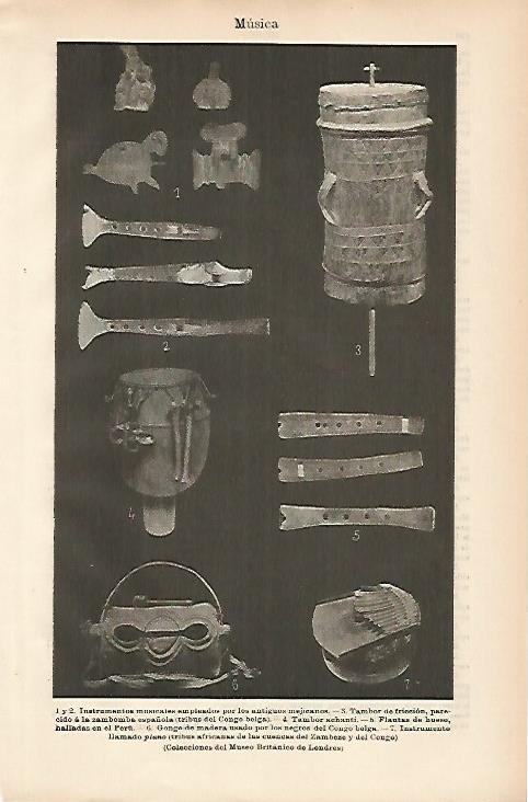 LAMINA ESPASA 10426: Instrumentos de Mexico y del Congo