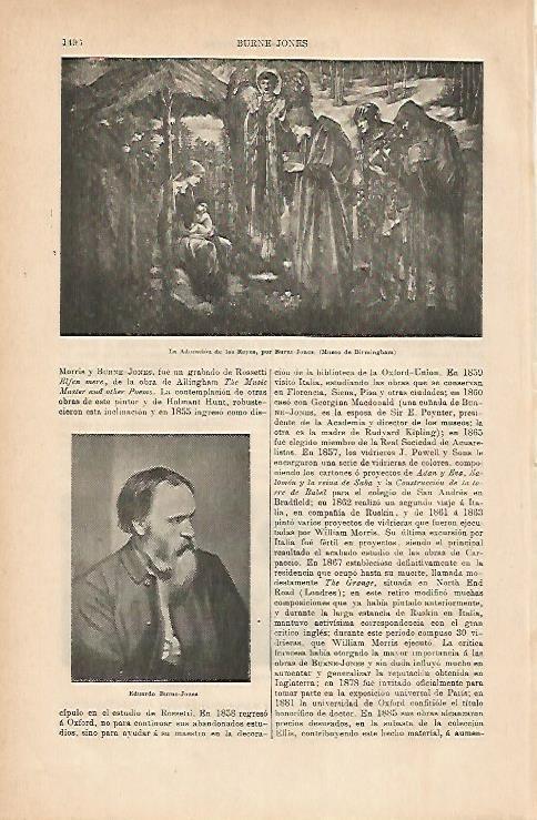 LAMINA ESPASA 11916: La Adoracion de los Reyes por Burne Jones