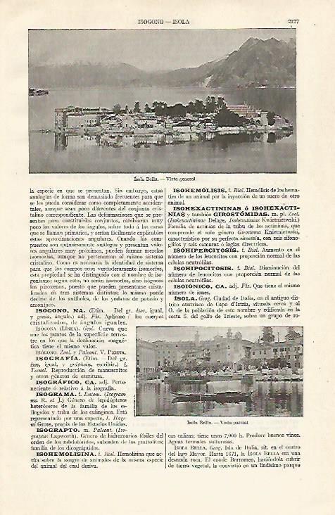 LAMINA ESPASA 20880: Vista general de Isola Bella Italia