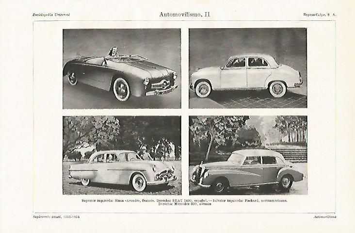 LAMINA ESPASA 21916: Sinca Aronde Seat 1400 Packard y Mercedes 300