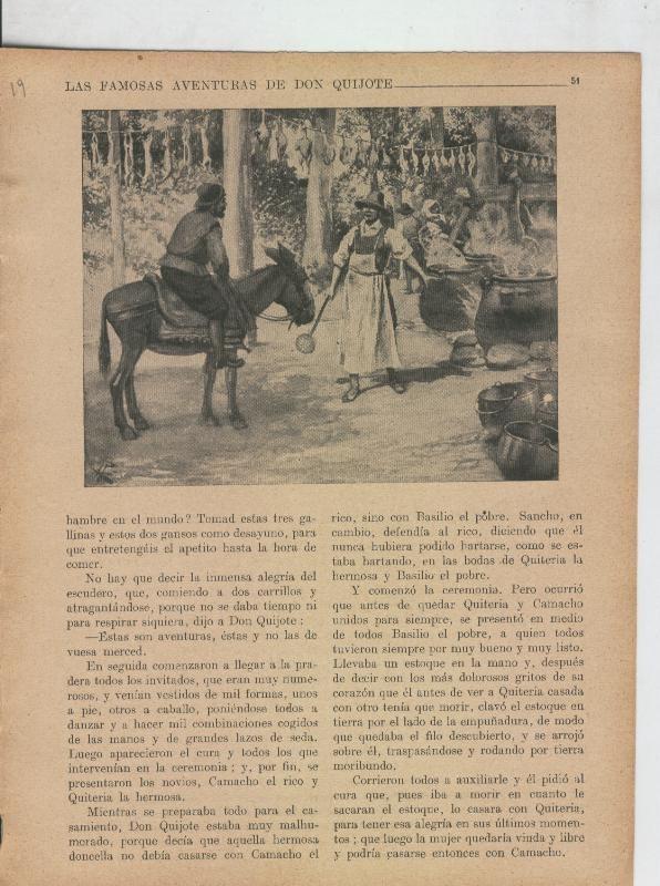 Las famosas aventuras de Don Quijote lamina 19