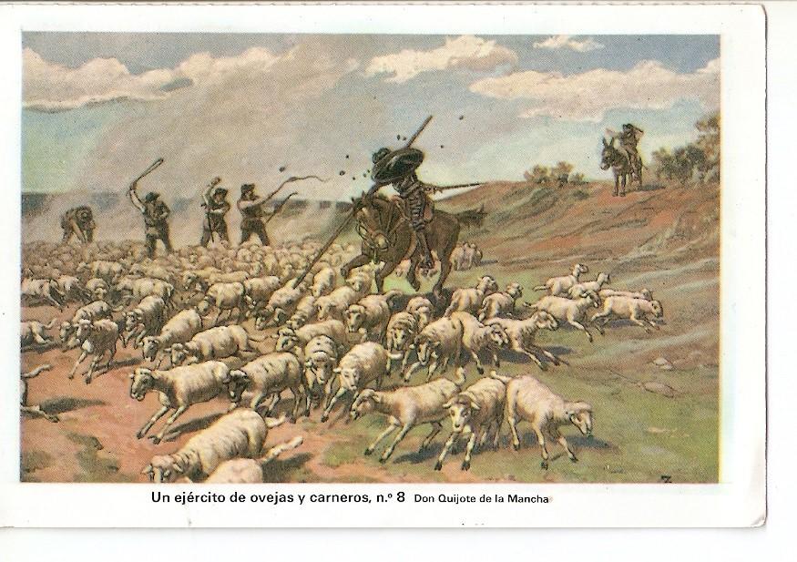 Postal 025243 : Un ejercito de ovejas y carneros. Don Quijote de la Mancha