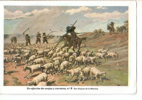 Postal 025243 : Un ejercito de ovejas y carneros. Don Quijote de la Mancha