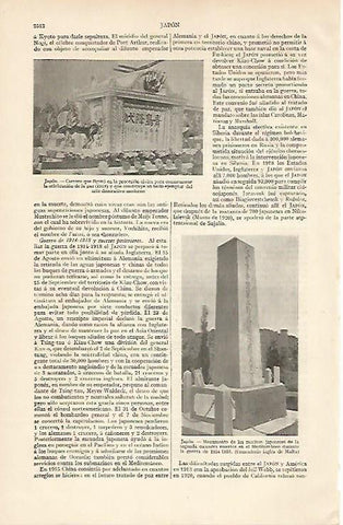 LAMINA ESPASA 6158: Carroza de 1918 y Monumento a los soldados de Japon de la Primera Guerra Mundial