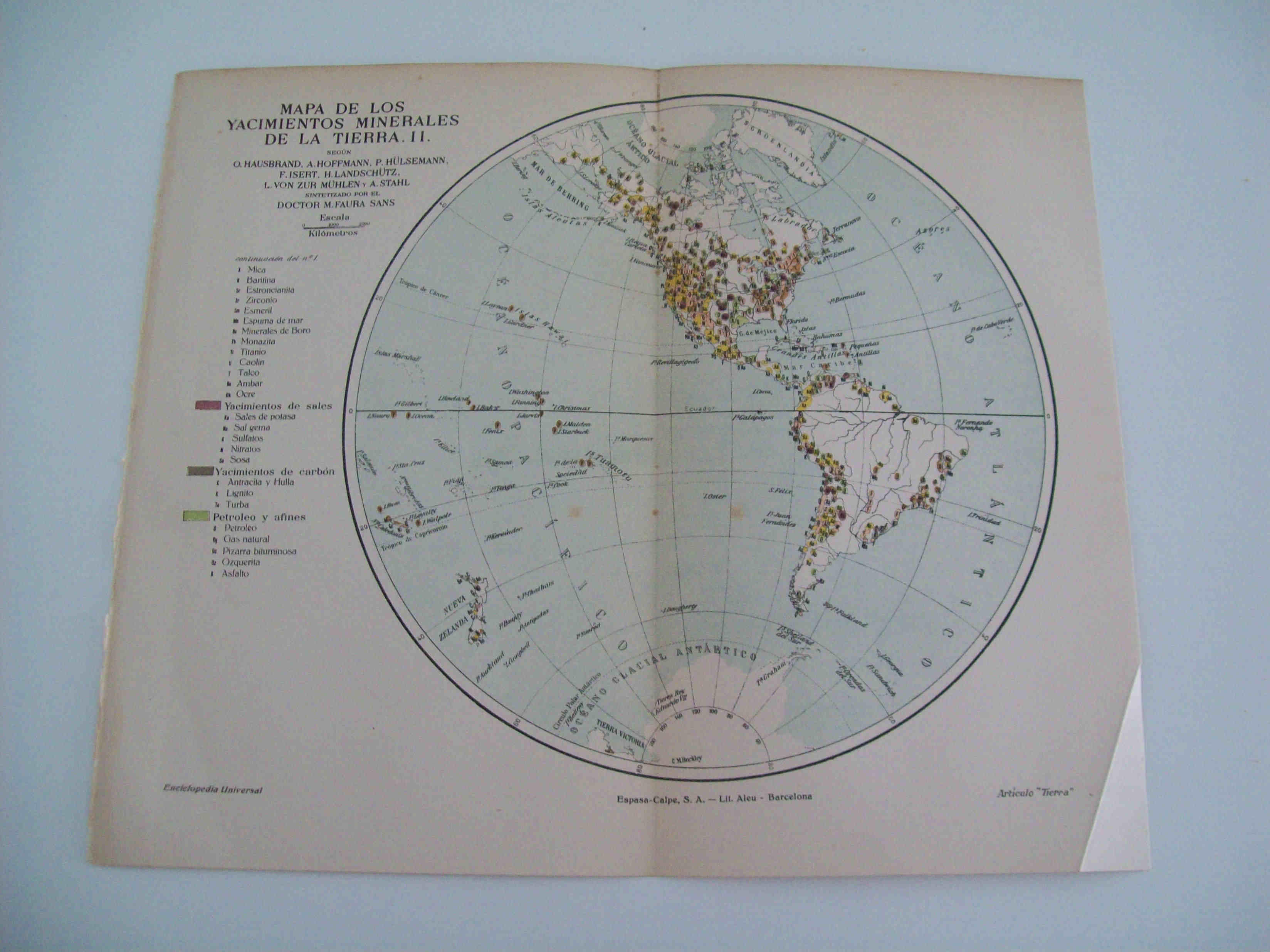 LAMINA ESPASA 8434: Mapa mundial de yacimientos minerales