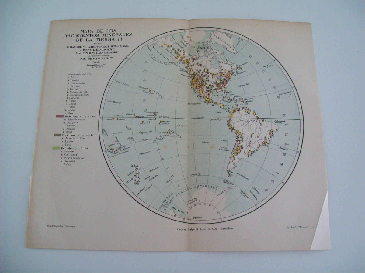 LAMINA ESPASA 8434: Mapa mundial de yacimientos minerales
