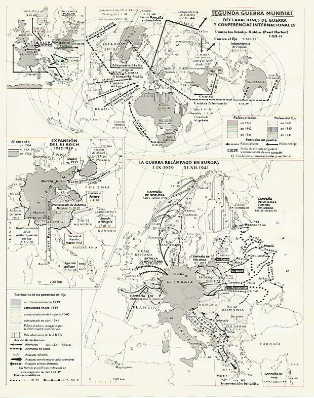 LAMINA LAROUSSE 70109: Mapas de la Segunda Guerra Mundial