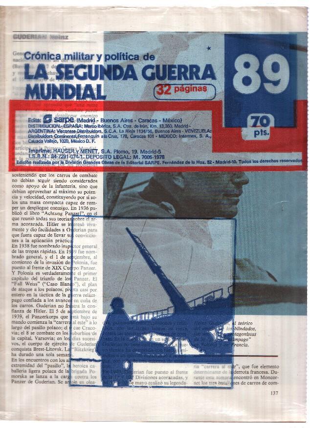 Fasciculo: Cronica Militar y Politica de LA SEGUNDA GUERRA MUNDIAL: Numero 089 (Sarpe 1978)