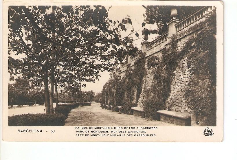 Postal 027067 : Parque de Montjuich: Muro de los Algarrobos. Barcelona