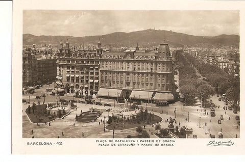 Postal 027479 : Barcelona. Plaza de Cataluña i Passeig de Gràcia