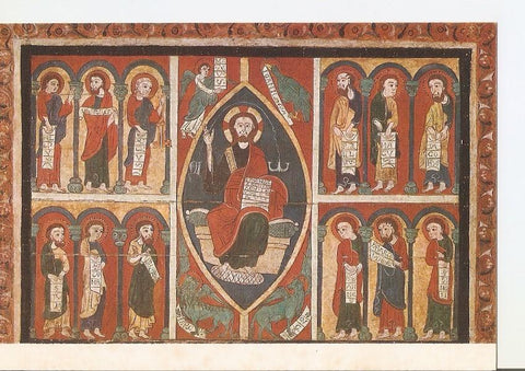 Postal 024108 : En cuatro grupos laterales los doce Apostoles. Museo de Arte de Cataluña (Barcelona)