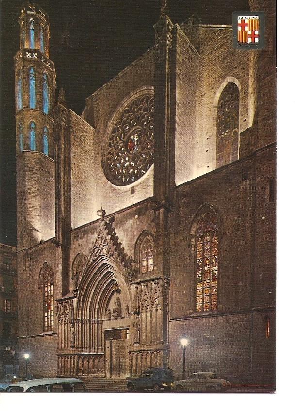 Postal 039755 : Barcelona. Iglesia de Santa Maria del Mar. Nocturna