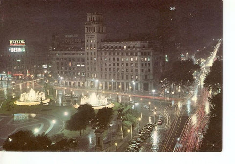 Postal 042292 : Barcelona. Plaza de Cataluña de noche
