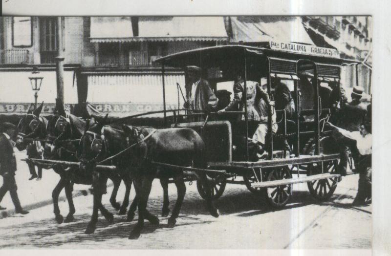Postal 011366: Tranvies de Barcelona a Caballs, desde Plaza Catalunya a Gracia en 1910
