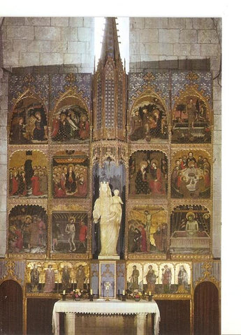 Postal 048861 : Sant Martin Sarroca (Barcelona). Retablo de Nuestra Señora del Roser. Siglo XV