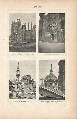 LAMINA ESPASA 9772: Sagrada Familia Catedral iglesia de las Salesas y La Merce en Barcelona