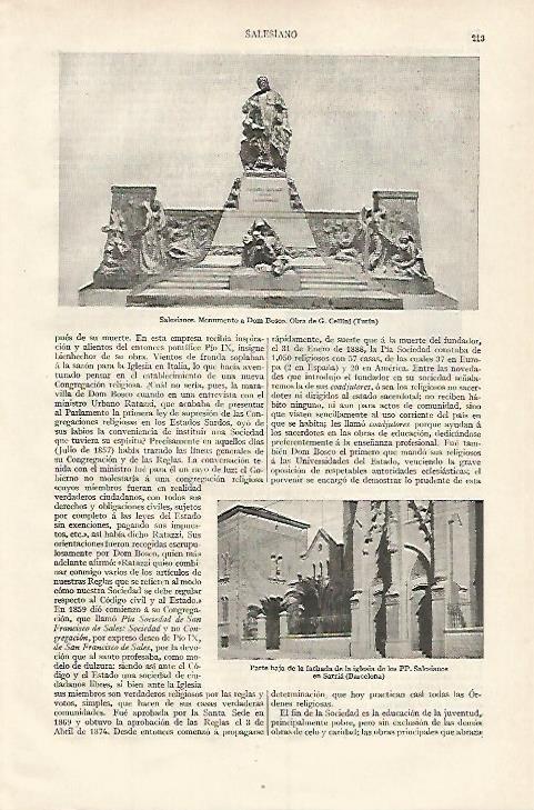 LAMINA ESPASA 18177: Iglesia de los padres Salesianos de Sarria Barcelona