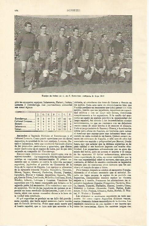 LAMINA ESPASA 22132: Futbol Club Barcelona campeon de liga de 1953