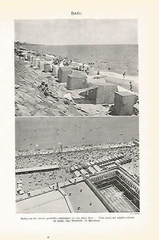 LAMINA SALVAT 80533: Vista aerea de los baños San Sebastian de Barcelona
