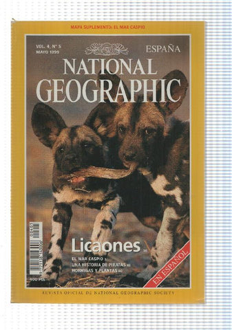 Revista National Geographic: Mayo 1999, Vol. 4 num 5 - Licaones. Mapa suplemento: El Mar Caspio