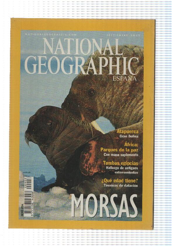 Revista National Geographic: Septiembre 2001, vol 9, num 3 - Morsas. Le falta el Mapa suplemento