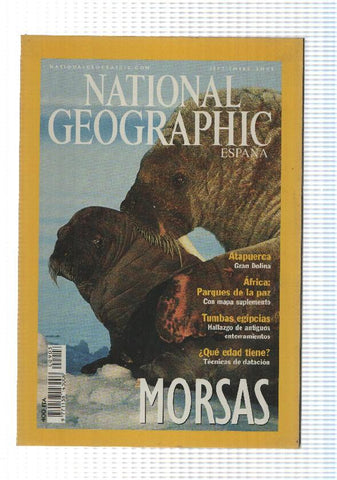 Revista National Geographic: Septiembre 2001, vol 9, num 3 - Morsas. Le falta el Mapa suplemento