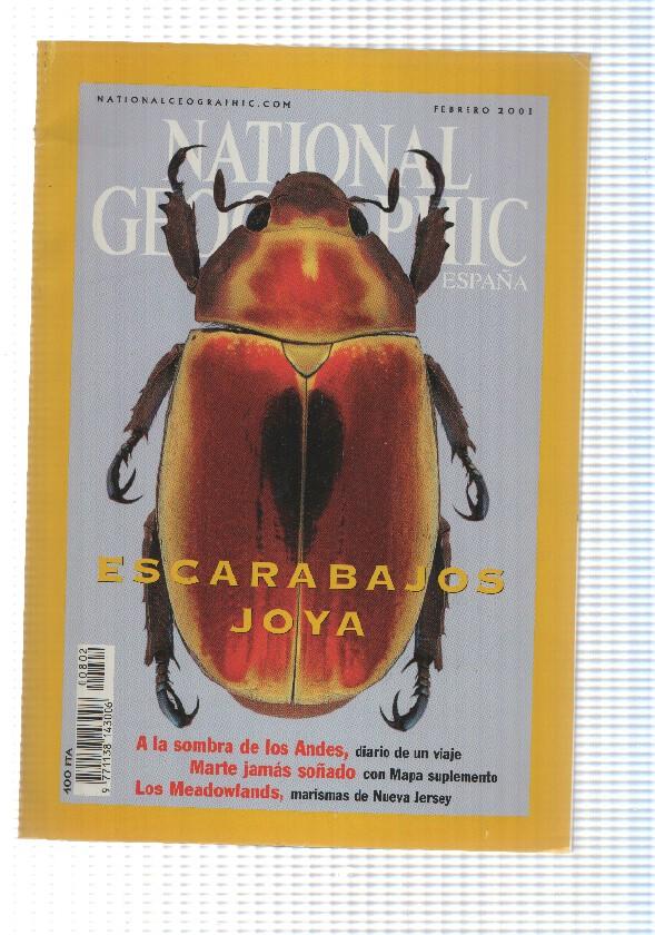 Revista National Geographic: Febrero 2001, vol 8 num 2 - Escarabajos joya. Mapa suplemento: Marte