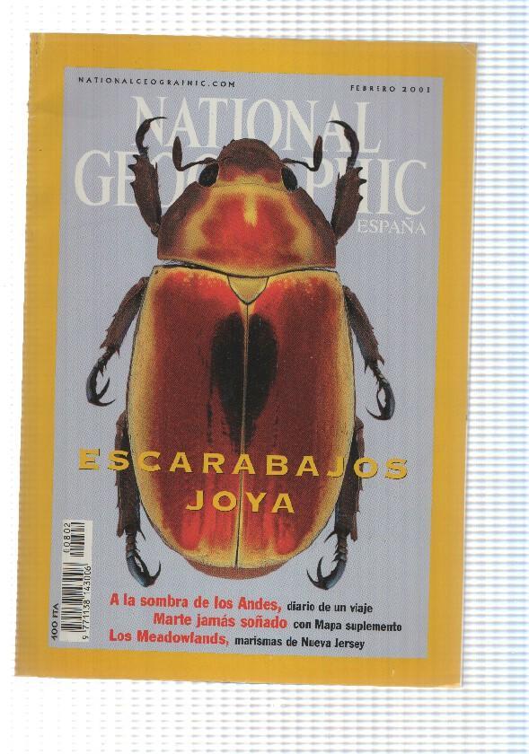 Revista National Geographic: Febrero 2001, vol 8 num 2 - Escarabajos joya. Mapa suplemento: Marte
