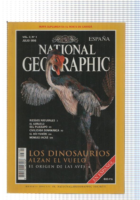 National Geographic Revista: Julio 1997, Vol. 1 num 2 - Los Dinosaurios alzan el vuelo. Falta Mapa suplemento