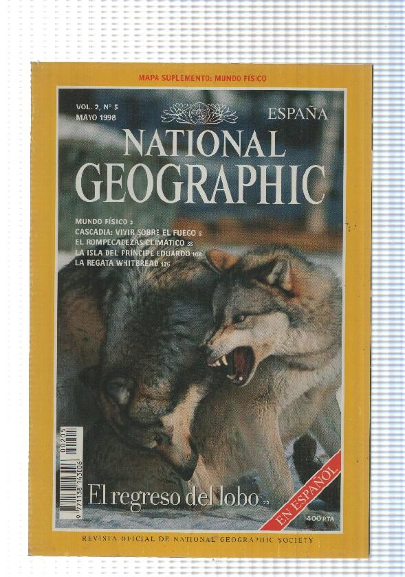 National Geographic Revista: Mayo 1988, Vol. 2 num 5 - El regreso del lobo. Falta Mapa suplemento