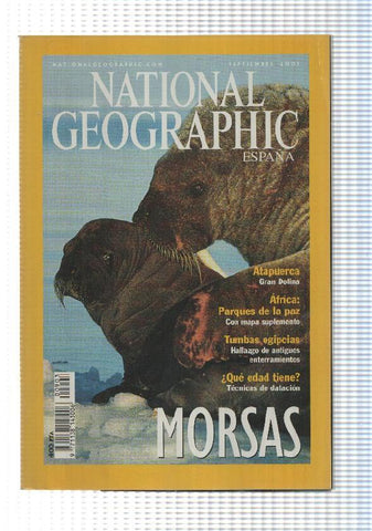 National Geographic Revista: Septiembre 2001, vol 9, num 3 - Morsas. Mapa Suplemento: Africa parques de la paz