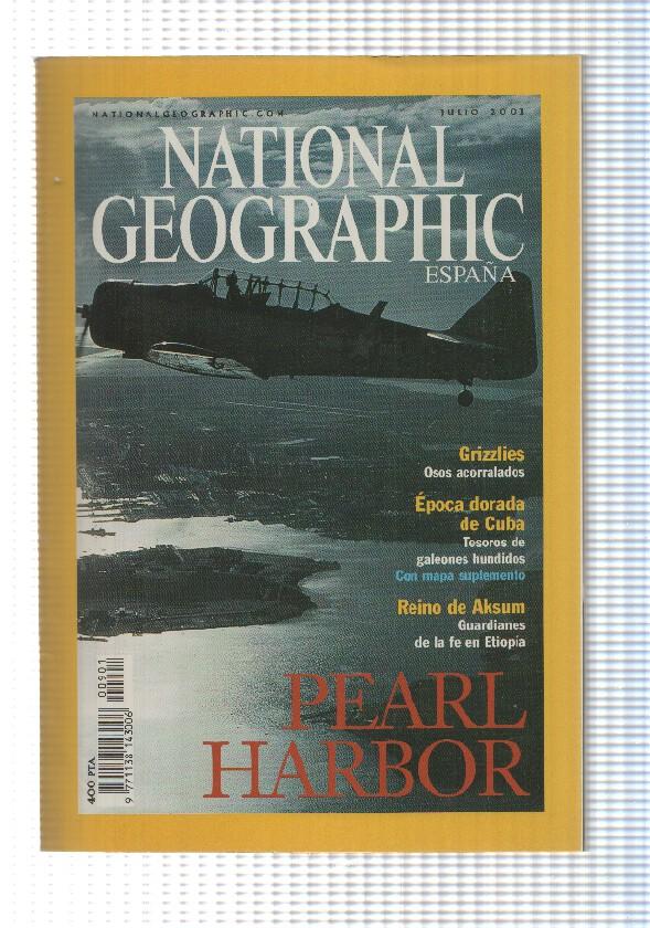 National Geographic Revista: Julio 2001, vol 9 num 1 - Pearl Harbor. Mapa suplemento: Tesoros de galeones hundidos