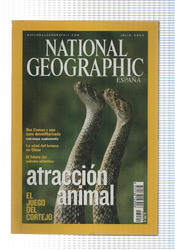 National Geographic Revista: Julio 2003 vol 13 num 1 - Atraccion animal. Falta mapa suplemento