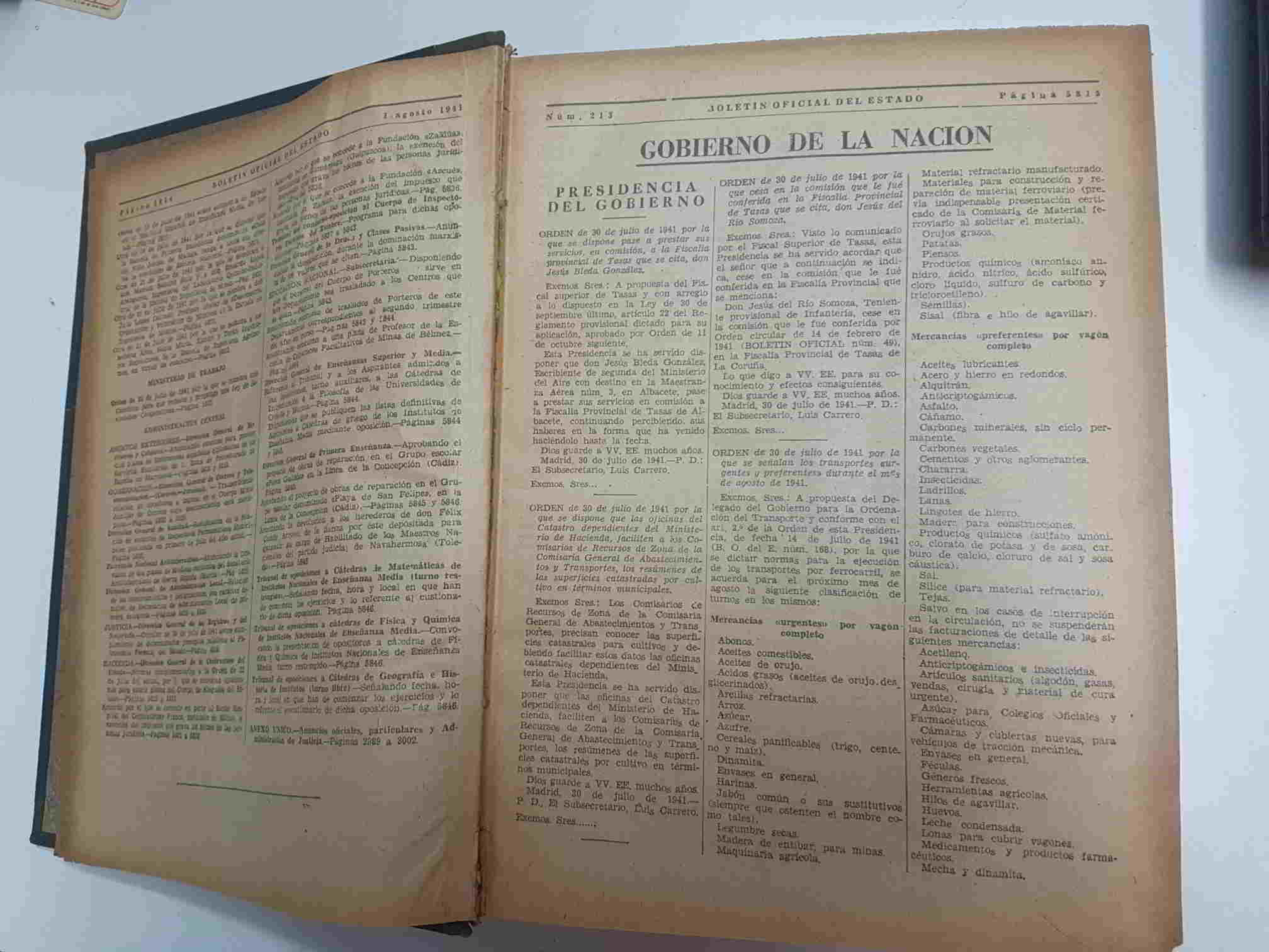 Libro: Boletin Oficial del Estado (España), agosto 1941