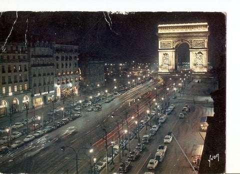 Postal 022468 : Arco de Triunfo, Paris de Noche
