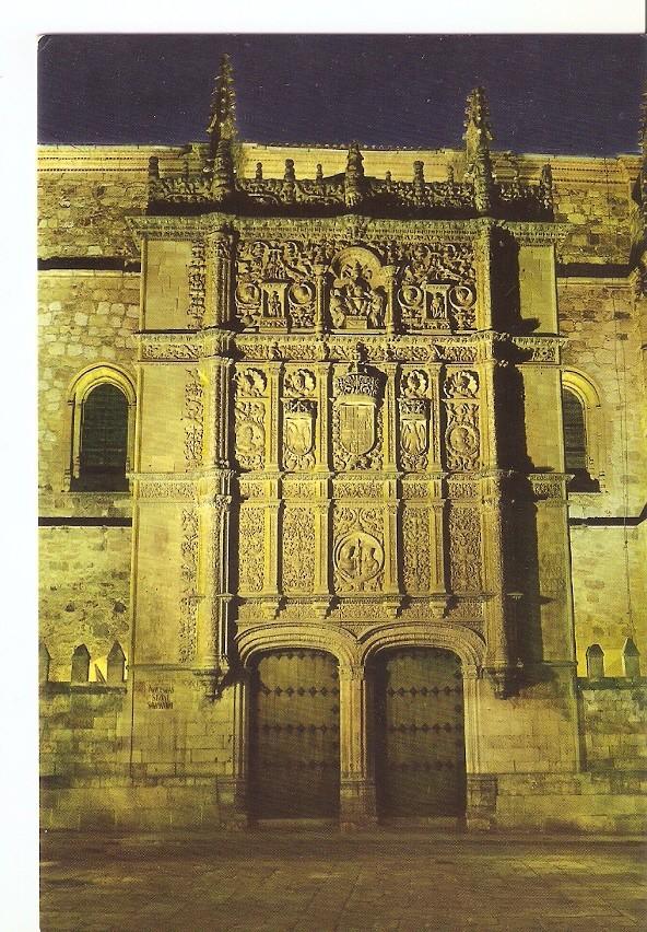 Postal 031919 : Salamanca. Fachada de la Universidad de noche