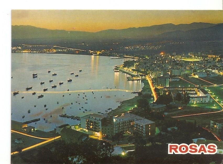 Postal 032842 : Costa Brava Rosas. La Bahia de noche