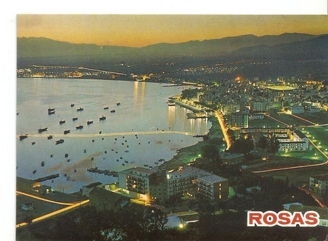 Postal 032842 : Costa Brava Rosas. La Bahia de noche