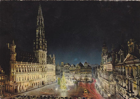 Postal 60255:  Plaza Mayor de noche (Bruselas). Publicitaria Koleston