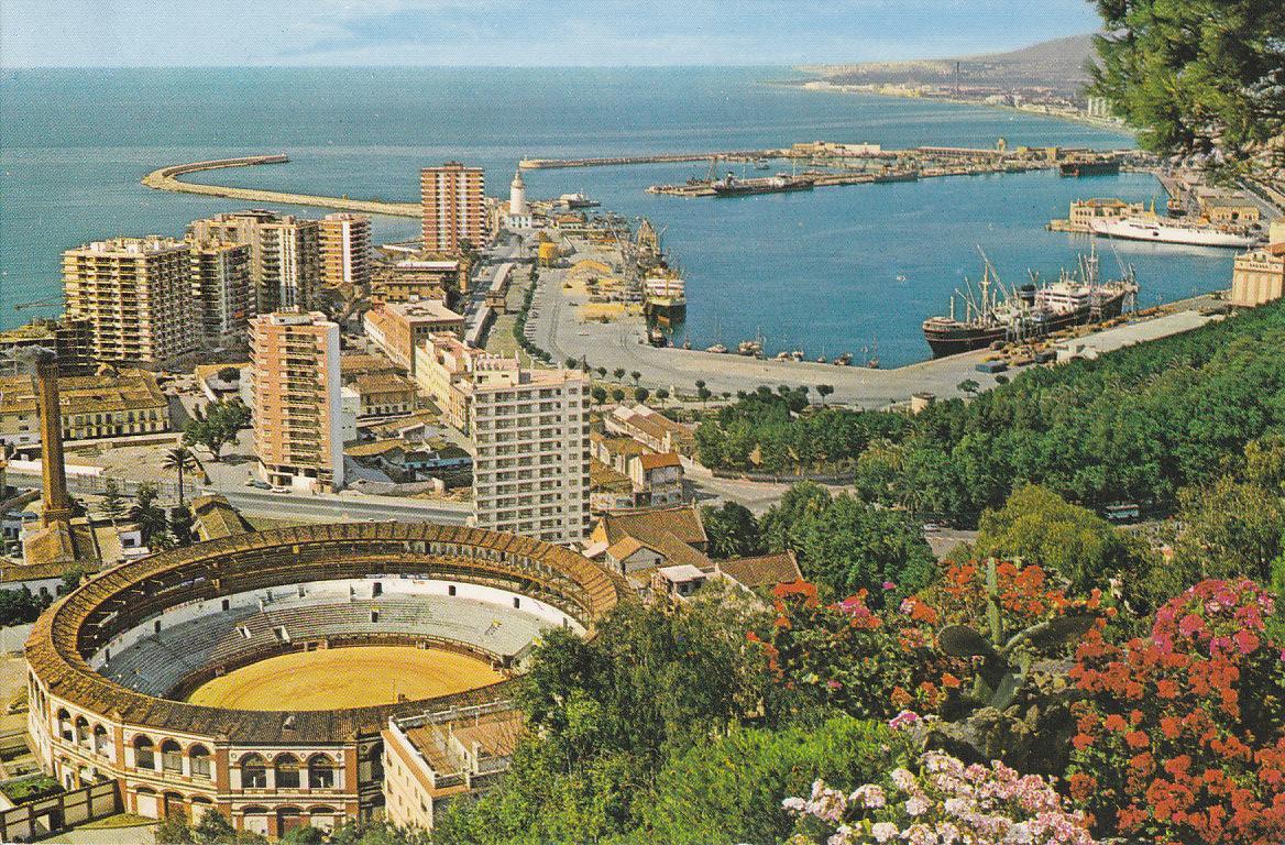 Postal 61756 : Malaga. Vista parcial de noche