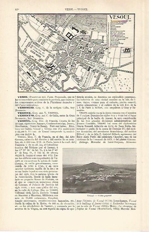 LAMINA ESPASA 28859: Plano de Vesoul Francia
