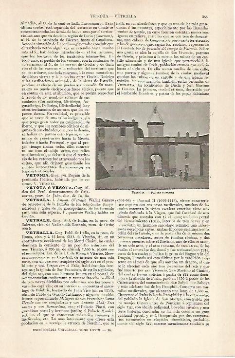 LAMINA ESPASA 28874: Puerta Romana en Vetralla Italia